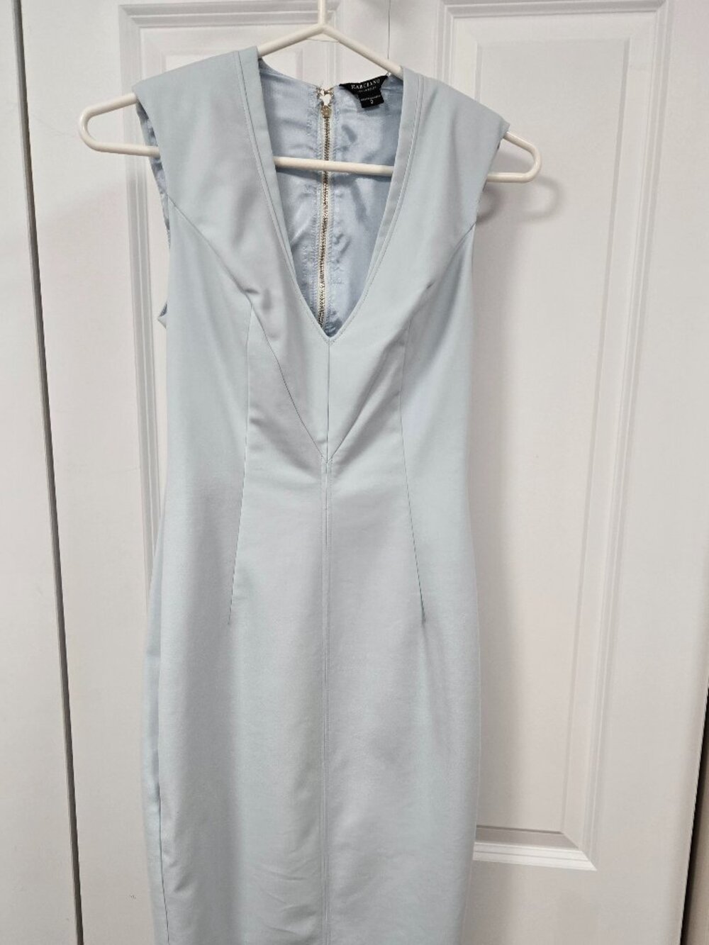 Marciano by Guess Pastel Light Blue V-Neck Midi Sheath Dress - Size 2 / XS